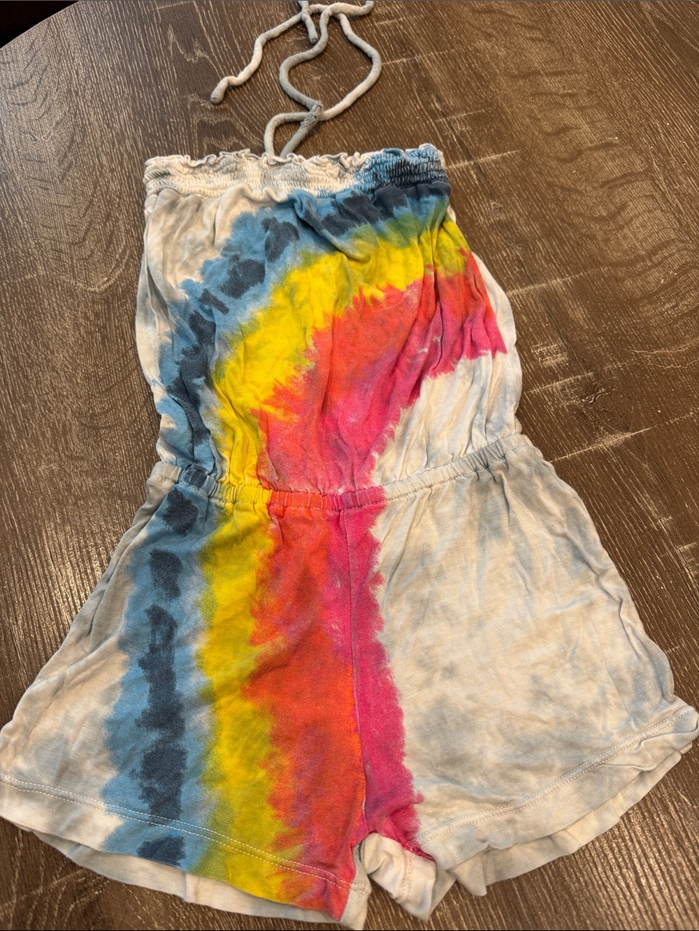 Flowers by Zoe Tie-Dye Halter Romper - Pink, Yellow, Blue